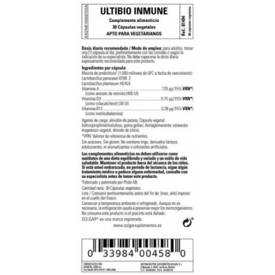 Comprar SOLGAR ULTIBIO IMMUNE 30 CAPSULAS VEGETALES al mejor precio en NuestraFarma, tu farmacia online
