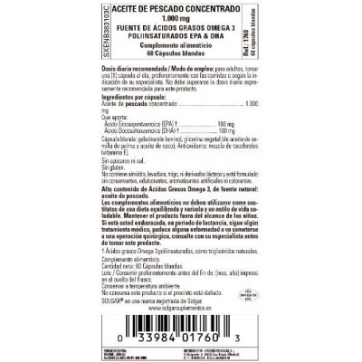 Comprar SOLGAR ACEITE DE PESCADO CONCENTRADO 1000MG 60 CAPSULAS BLANDAS al mejor precio en NuestraFarma, tu farmacia online
