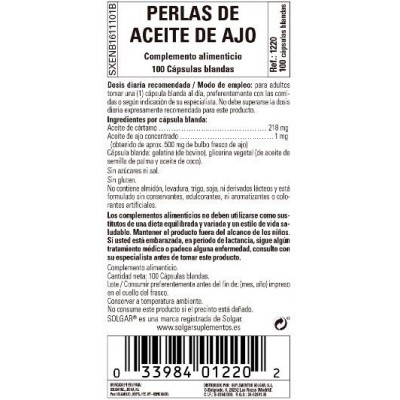 Comprar SOLGAR ACEITE DE AJO 100 CAPSULAS BLANDAS al mejor precio en NuestraFarma, tu farmacia online