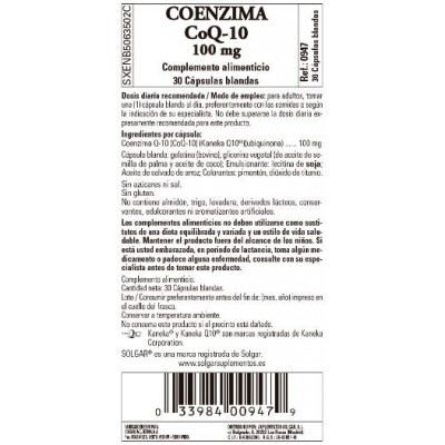 Comprar SOLGAR COENZIMA Q10 - 100MG 30 CAPSULAS BLANDAS al mejor precio en NuestraFarma, tu farmacia online