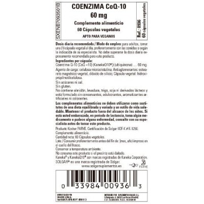 Comprar SOLGAR COENZIMA Q10 - 60MG 60 CAPSULAS VEGETALES al mejor precio en NuestraFarma, tu farmacia online
