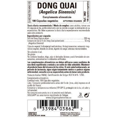 Comprar SOLGAR DONG QUAI 100 CAPSULAS VEGETALES al mejor precio en NuestraFarma, tu farmacia online