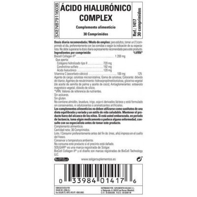 Comprar SOLGAR ACIDO HIALURONICO COMPLEX 30 COMPRIMIDOS al mejor precio en NuestraFarma, tu farmacia online