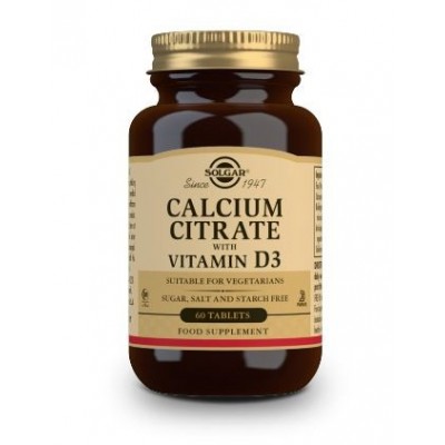 Comprar SOLGAR CALCIO CITRATO CON VITAMINA D3 60 COMPRIMIDOS al mejor precio en NuestraFarma, tu farmacia online