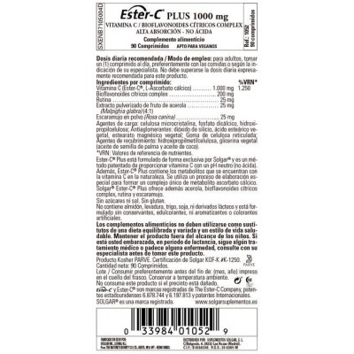 Comprar SOLGAR ESTER-C PLUS VITAMINA C 1000MG 90 COMPRIMIDOS al mejor precio en NuestraFarma, tu farmacia online