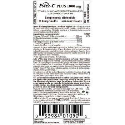 Comprar SOLGAR ESTER-C PLUS VITAMINA C 1000MG 30 COMPRIMIDOS al mejor precio en NuestraFarma, tu farmacia online