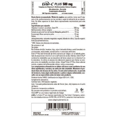 Comprar SOLGAR ESTER-C PLUS VITAMINA C 500 MG 250 CAPSULAS VEGETALES al mejor precio en NuestraFarma, tu farmacia online