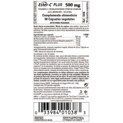 Comprar SOLGAR ESTER-C PLUS VITAMINA C 500 MG 50 CAPSULAS VEGETALES al mejor precio en NuestraFarma, tu farmacia online