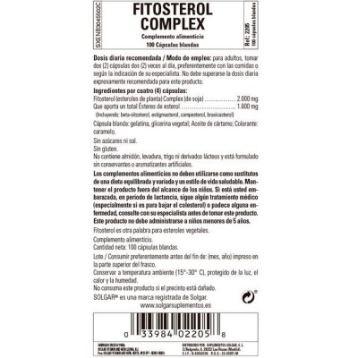 Comprar SOLGAR FITOSTEROL COMPLEX 100 CAPSULAS BLANDAS al mejor precio en NuestraFarma, tu farmacia online