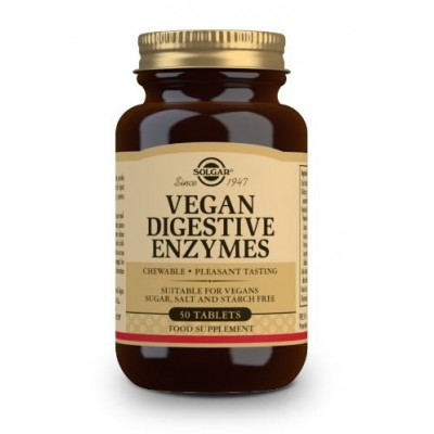 Comprar SOLGAR VEGAN ENZIMAS DIGESTIVAS 50 COMPRIMIDOS MASTICABLES al mejor precio en NuestraFarma, tu farmacia online