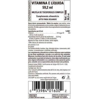 Comprar SOLGAR VITAMINA E LIQUIDA 59,2 ML al mejor precio en NuestraFarma, tu farmacia online