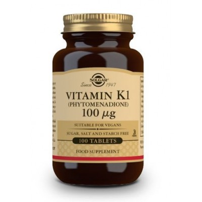 Comprar SOLGAR VITAMINA K1 100MCG 100 COMPRIMIDOS al mejor precio en NuestraFarma, tu farmacia online