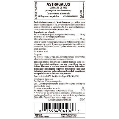 Comprar SOLGAR ASTRAGALUS 60 CAPSULAS VEGETALES al mejor precio en NuestraFarma, tu farmacia online