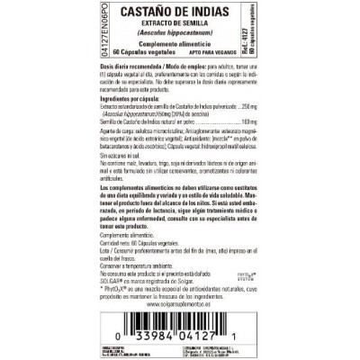 Comprar SOLGAR CASTAÑO DE INDIAS EXTRACTO DE SEMILLA 60 CAPSULAS VEGETALES al mejor precio en NuestraFarma, tu farmacia online
