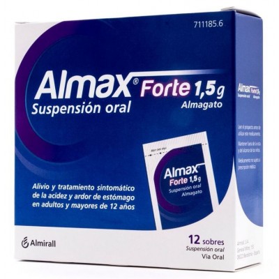 Comprar ALMAX FORTE 1,5 g 12 SOBRES SUSPENSION ORAL al mejor precio en NuestraFarma, tu farmacia online