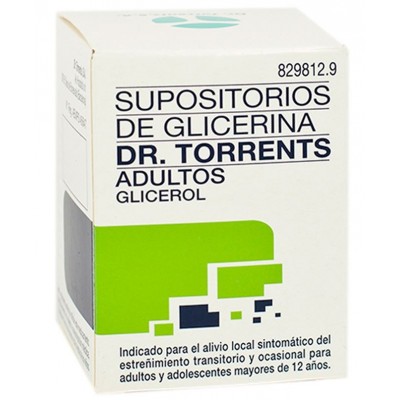 Comprar SUPOSITORIOS DE GLICERINA DR. TORRENTS ADULTOS 3,27 G 12 SUPOSITORIOS al mejor precio en NuestraFarma, tu farmacia online