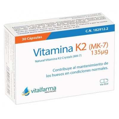 Comprar VITAMINA K2 135 MICROGRAMOS 30 CAPSULAS al mejor precio en NuestraFarma, tu farmacia online