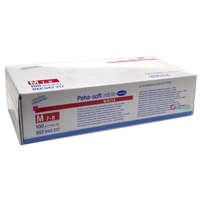 Comprar GUANTES DESECHABLES DE NITRILO PEHA-SOFT NITRILE BLANCOS SIN POLVO TALLA M 100 U al mejor precio en NuestraFarma, tu farmacia online