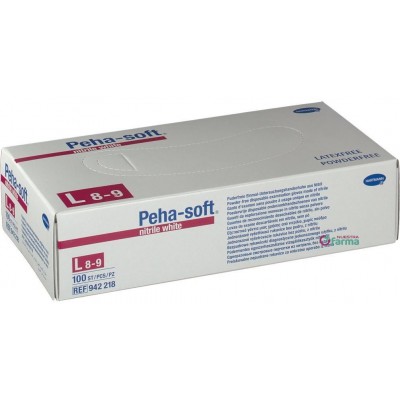 Comprar GUANTES DESECHABLES DE NITRILO PEHA-SOFT NITRILE BLANCOS SIN POLVO TALLA L 100 U al mejor precio en NuestraFarma, tu farmacia online