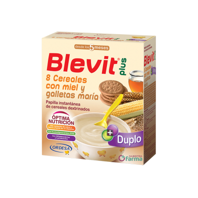 Comprar BLEVIT PLUS DUPLO 8 CEREALES CON MIEL Y GALLETAS MARIA 600 G al mejor precio en NuestraFarma, tu farmacia online