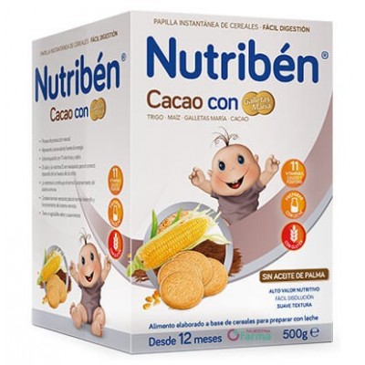 Comprar NUTRIBEN CACAO CON GALLETAS MARIA 500 G al mejor precio en NuestraFarma, tu farmacia online