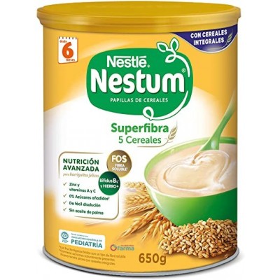 Comprar NESTLE NESTUM PAPILLA 5 CEREALES SUPERFIBRA 650 G al mejor precio en NuestraFarma, tu farmacia online
