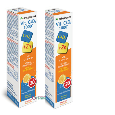 Comprar VITAMINA C & D3 + ZN ARKOPHARMA 2 X 20 COMPRIMIDOS al mejor precio en NuestraFarma, tu farmacia online