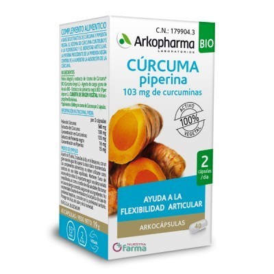 Comprar ARKOCAPSULAS CURCUMA 45 CAPSULAS al mejor precio en NuestraFarma, tu farmacia online