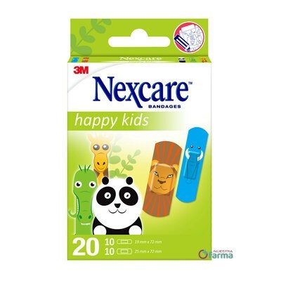 Comprar 3M NEXCARE ACTIVE HAPPY KIDS APOSITO ADHESIVO ANIMALS 10 U 25 MM X 72 MM + 10 U 19 MM X 72 MM al mejor precio en NuestraFarma, tu farmacia online
