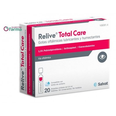 Comprar RELIVE TOTAL CARE GOTAS OFTALMICAS LUBRICANTES Y HUMECTANTES 20 UNIDOSIS al mejor precio en NuestraFarma, tu farmacia online