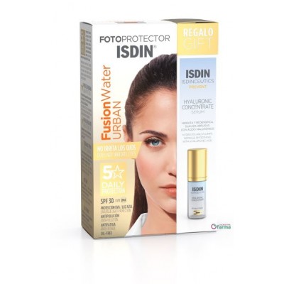 Comprar ISDIN PACK FUSIONWATER URBAN 50ML+ HYALURONIC CONCENTRATE SERUM 5ML al mejor precio en NuestraFarma, tu farmacia online