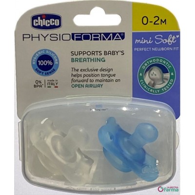 Comprar CHICCO CHUPETE PHYSIO FORMA AZUL 0 - 2 MESES 2 UNIDADES al mejor precio en NuestraFarma, tu farmacia online