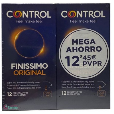 Comprar CONTROL FINISSIMO ORIGINAL PRESERVATIVOS 2 ENVASES 12 UNIDADES al mejor precio en NuestraFarma, tu farmacia online