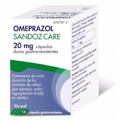 Comprar OMEPRAZOL SANDOZ CARE EFG 20 MG 14 CAPSULAS GASTRORRESISTENTES al mejor precio en NuestraFarma, tu farmacia online