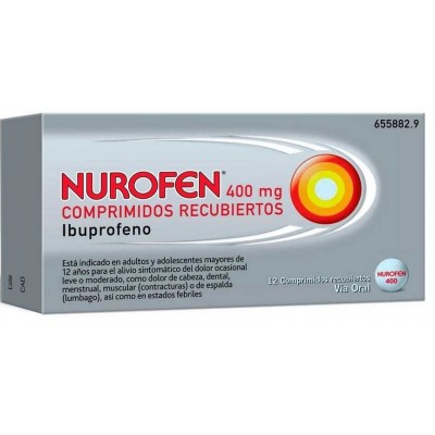 Comprar NUROFEN 400 MG 12 COMPRIMIDOS RECUBIERTOS al mejor precio en NuestraFarma, tu farmacia online