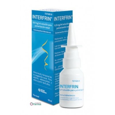 Comprar INTERFRIN 0,5 mg/ml SOLUCION PARA PULVERIZACION NASAL 1 FRASCO 15 ml al mejor precio en NuestraFarma, tu farmacia online