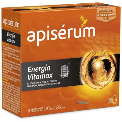 Comprar APISERUM ENERGIA VITAMAX 18 VIALES al mejor precio en NuestraFarma, tu farmacia online