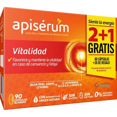 Comprar APISERUM VITALIDAD 90 CAPSULAS al mejor precio en NuestraFarma, tu farmacia online