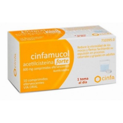 Comprar CINFAMUCOL ACETILCISTEINA FORTE 600 MG 10 COMPRIMIDOS EFERVESCENTES al mejor precio en NuestraFarma, tu farmacia online